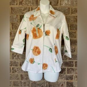 Christine Phillipe white Blazer Top Size 4 S beaded sequins stunning